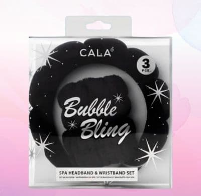 CALA BUBBLE BLING SPA HEADBAND & WRISTBAND SET — BLACK