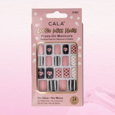 CALA LITTLE MISS NAILS — STRIPE & POLKA DOT PRESS-ON MANICURE