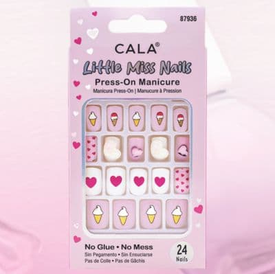 CALA LITTLE MISS NAILS — ICE CREAM & HEARTS PRESS-ON MANICURE