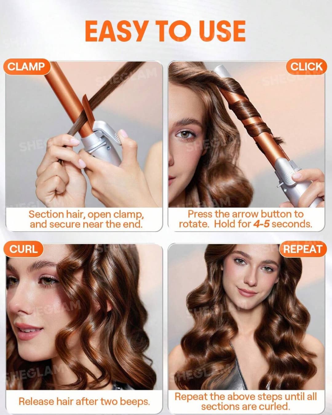 SHGLAM HAIR CURL ROTATING CURLING IRON
